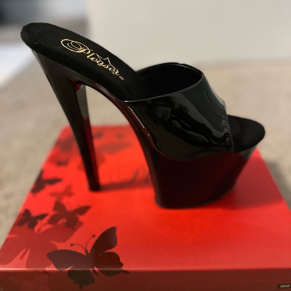 Pleaser Black Patent Platform Heels